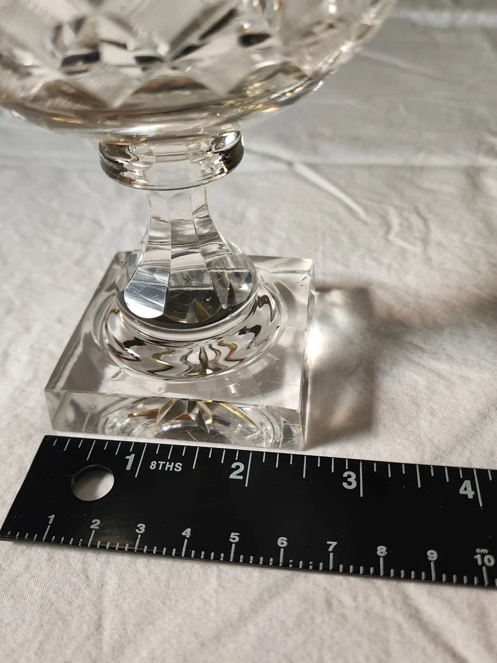 Cut Crystal Covered Compote - Clear Glass Candy Dish